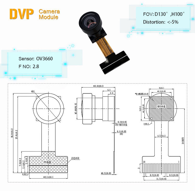 OV3660 ESP32 Camera Module 24 Pin Dvp Interface Camera 1/5 Inch Lens